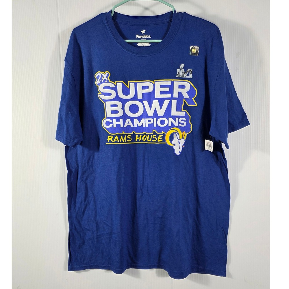 Fanatics Mens Los Angeles Rams Super Bowl LVI Champions T-Shirt Blue XL NWT